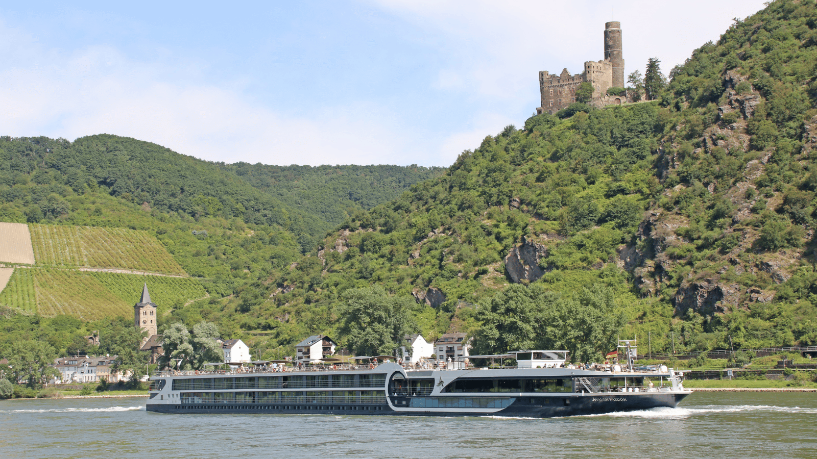 Avalon Waterways river cruise ship sailing through Europe
