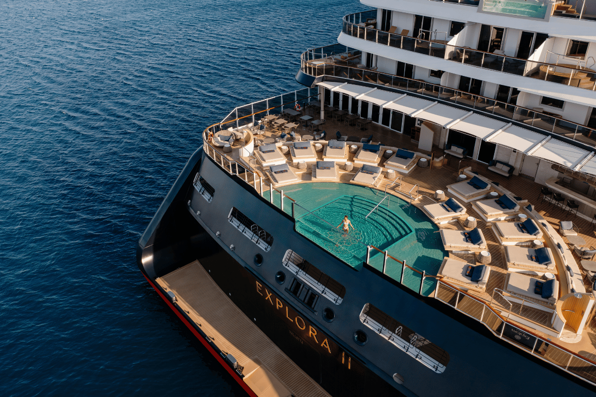 Explora Journeys ship sailing through open ocean