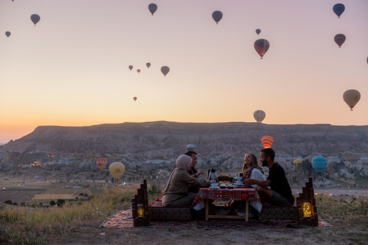 Travelers experiencing Cappadocia on a guided journey